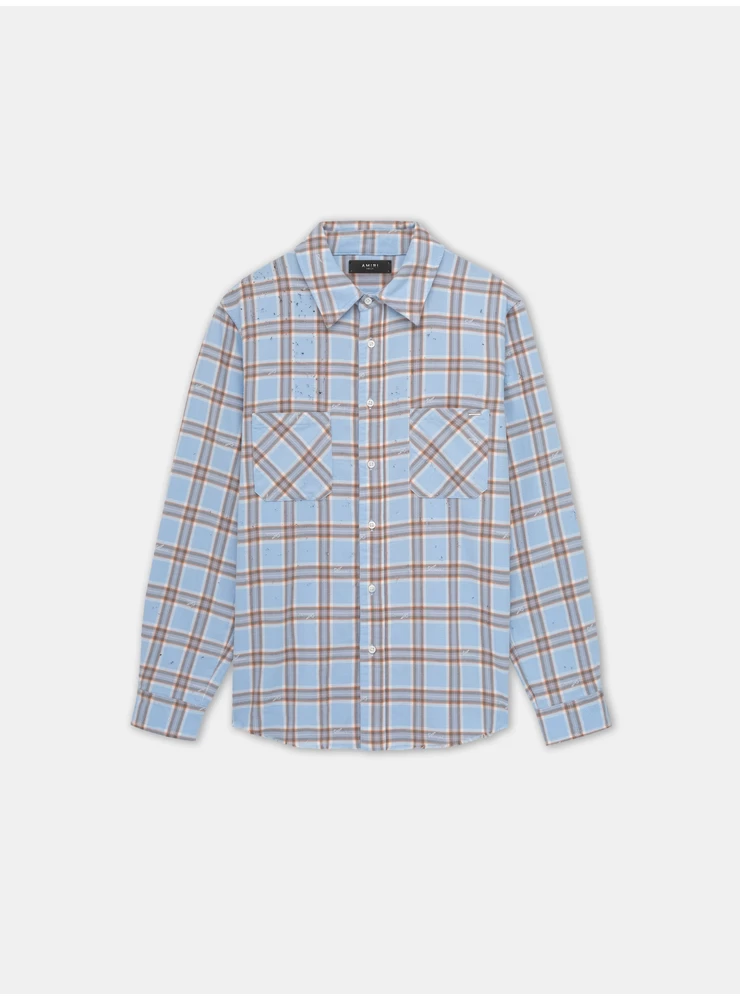アミリ アミリ ショットガン フランネル - シーブルー