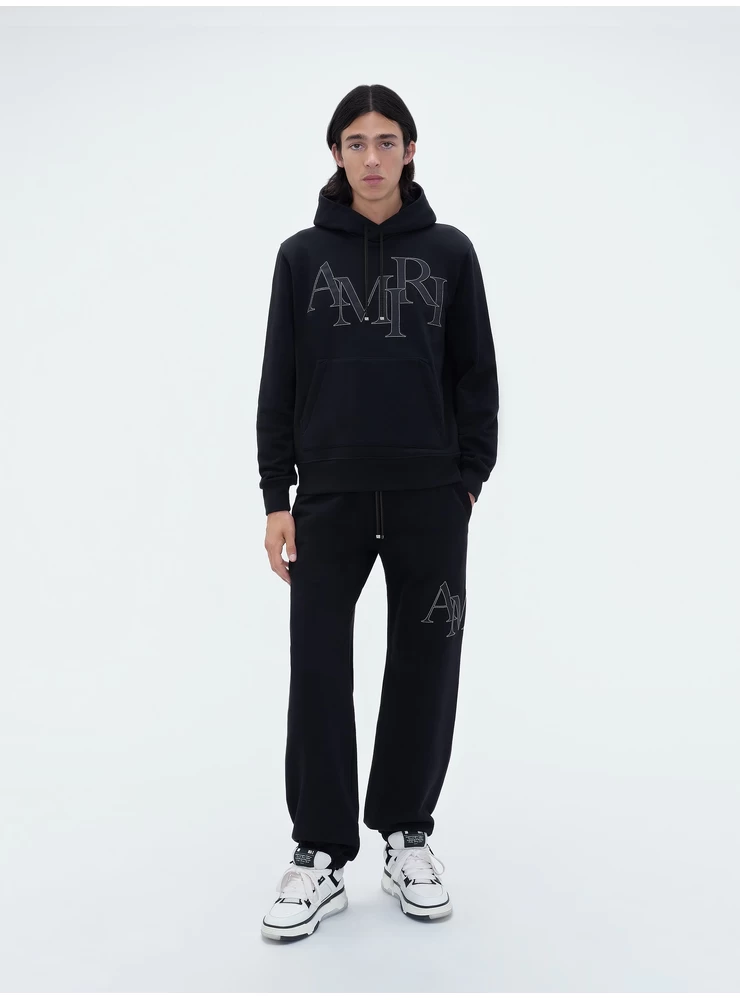 Amiri AMIRI STAGGERED LOGO HOODIE - Black