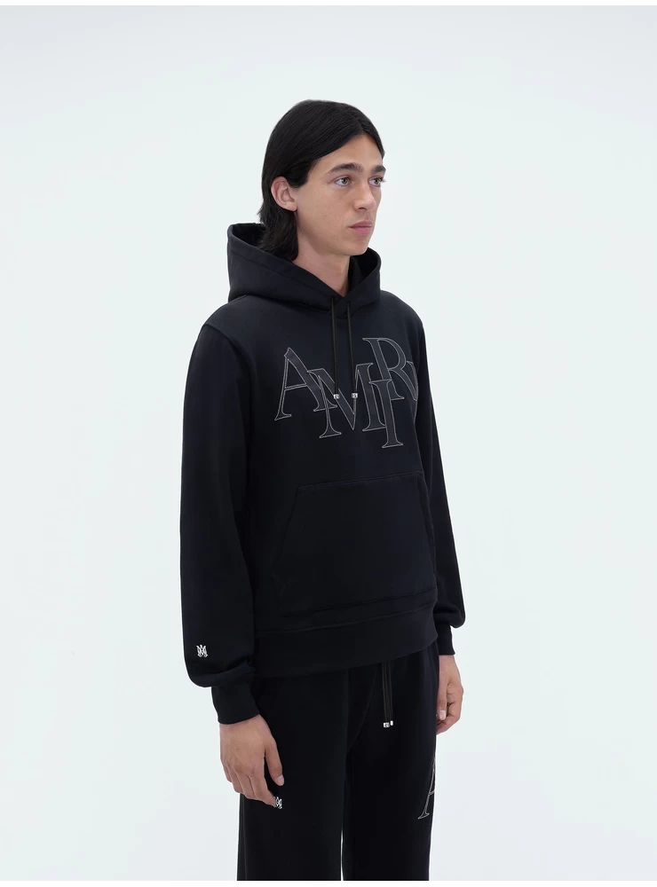 Amiri AMIRI STAGGERED LOGO HOODIE - Black