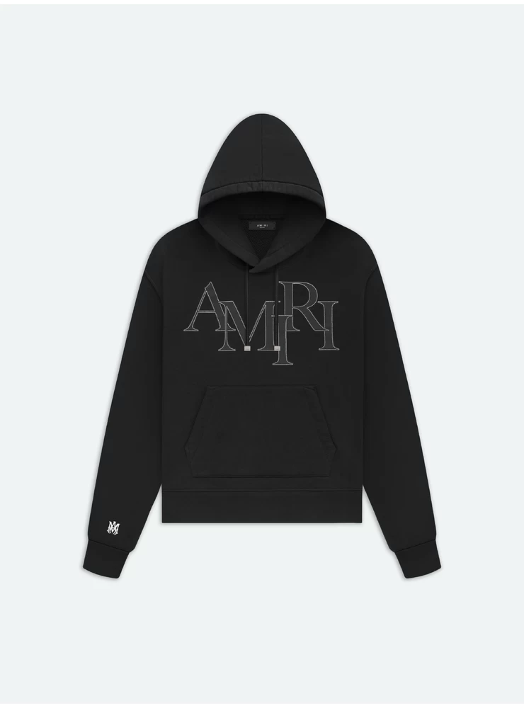Amiri AMIRI STAGGERED LOGO HOODIE - Black