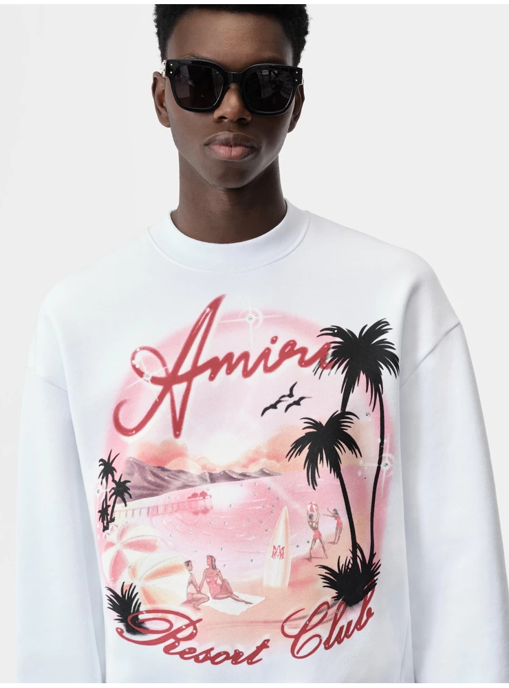 Amiri AMIRI PARADISE AIRBRUSH CREW - White