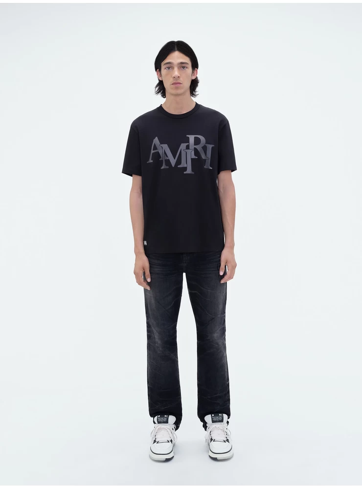 Amiri AMIRI STAGGERED LOGO TEE - Black