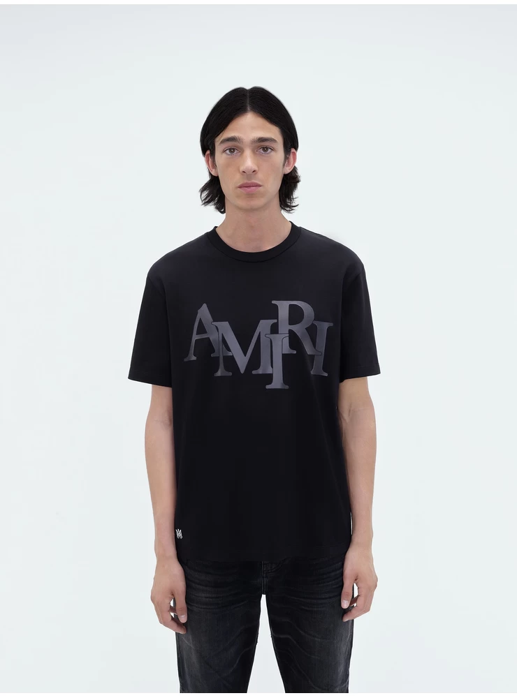 Amiri AMIRI STAGGERED LOGO TEE - Black