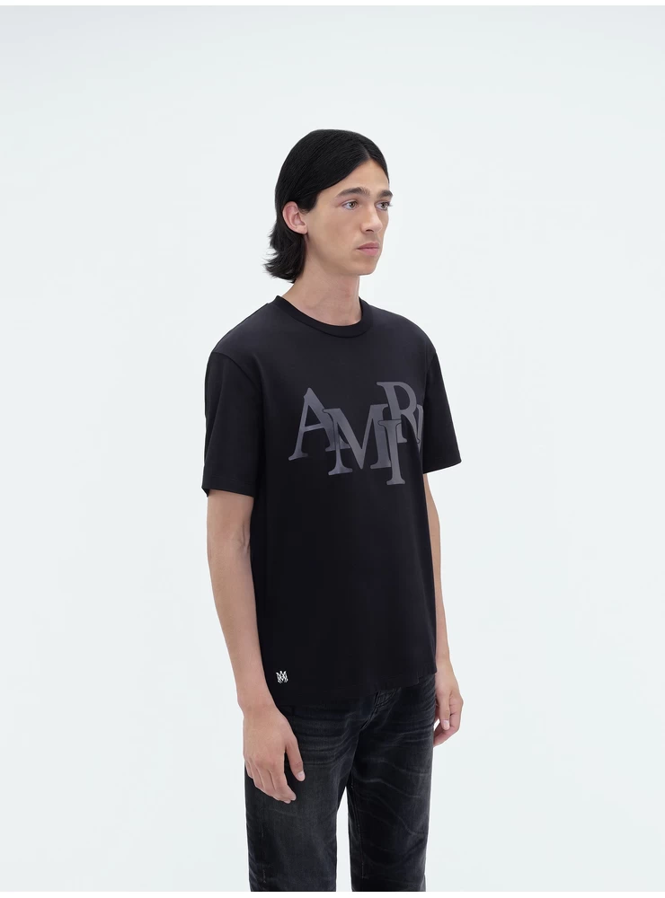 Amiri AMIRI STAGGERED LOGO TEE - Black