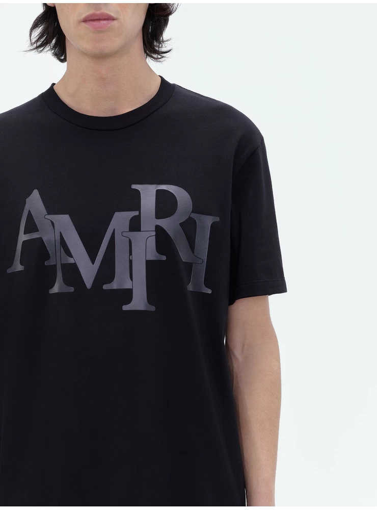 Amiri AMIRI STAGGERED LOGO TEE - Black