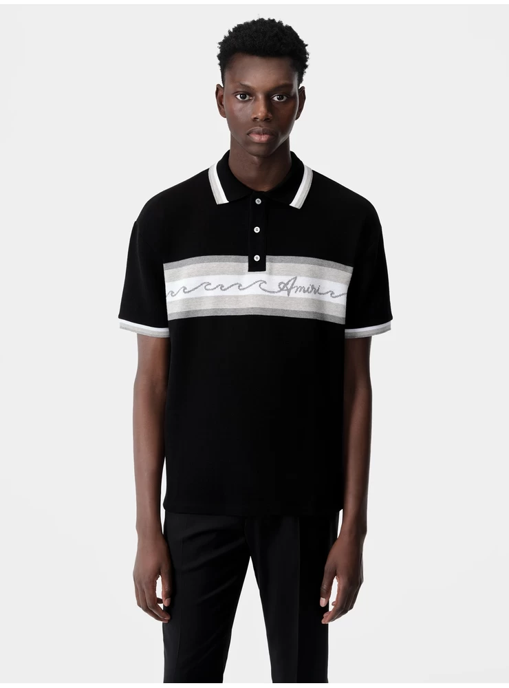 Amiri AMIRI WAVE BAJA STRIPE POLO - Black