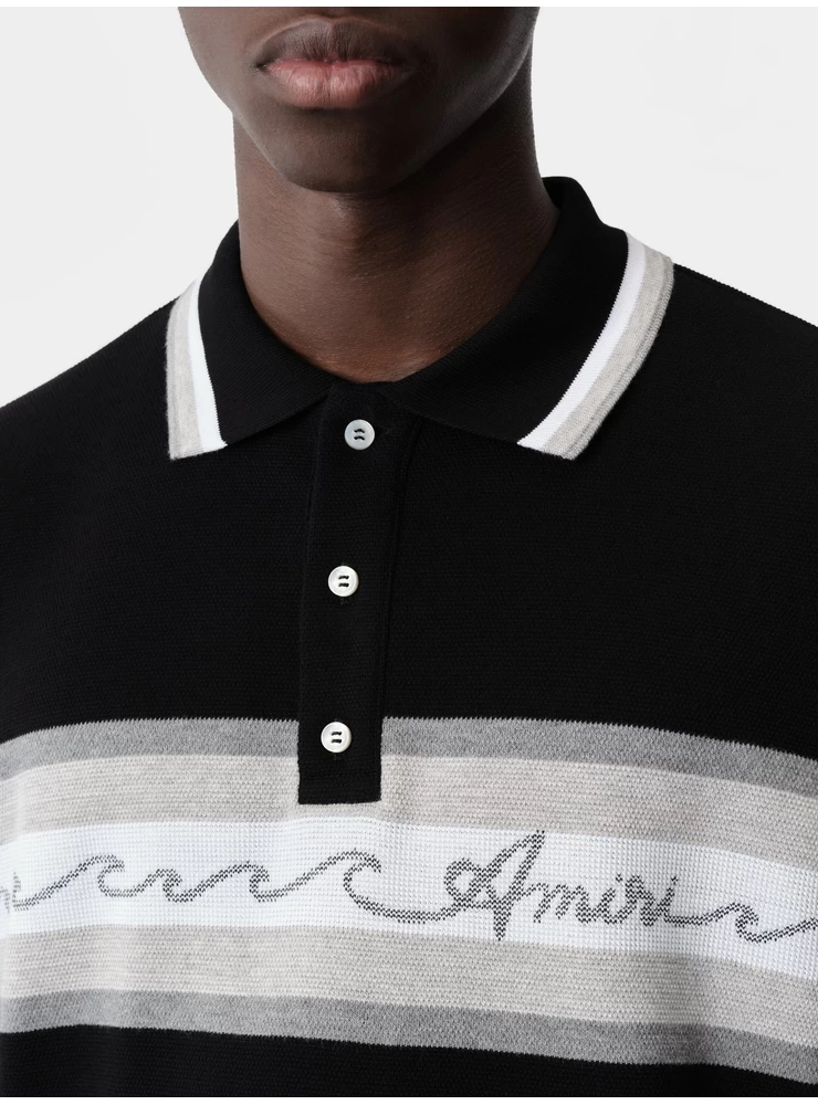 Amiri AMIRI WAVE BAJA STRIPE POLO - Black