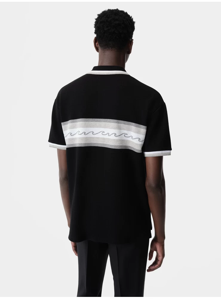 Amiri AMIRI WAVE BAJA STRIPE POLO - Black