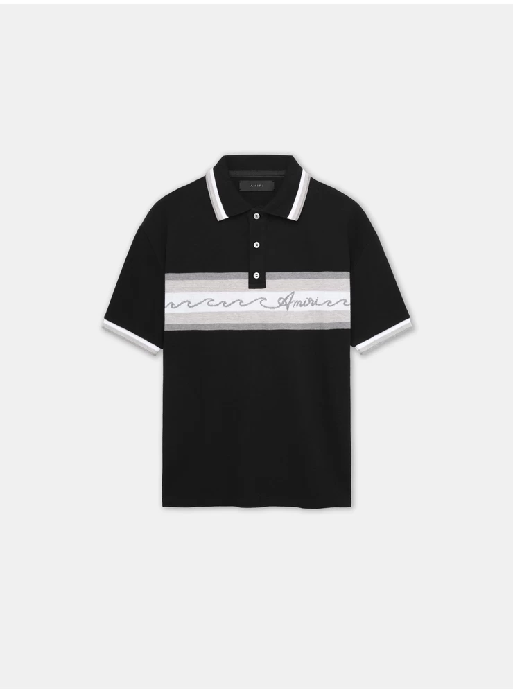 Amiri AMIRI WAVE BAJA STRIPE POLO - Black
