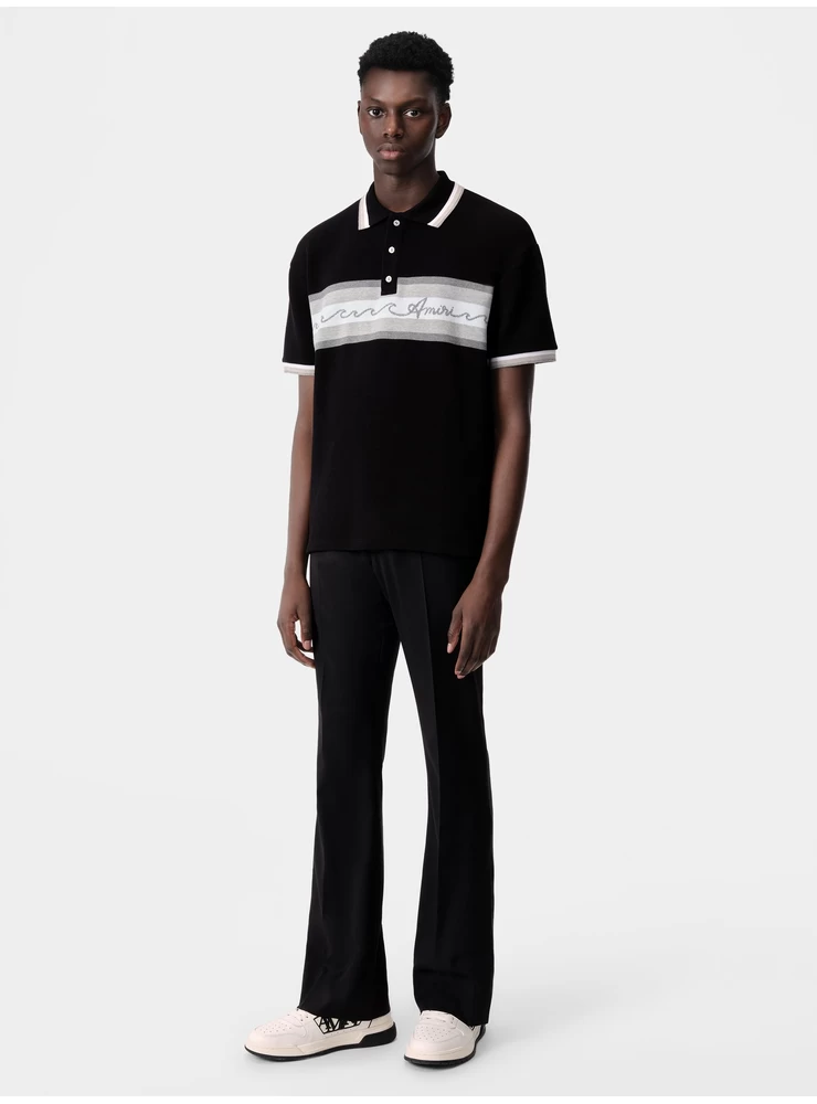 Amiri Amiri Wave Baja Stripe Poloshirt – Schwarz