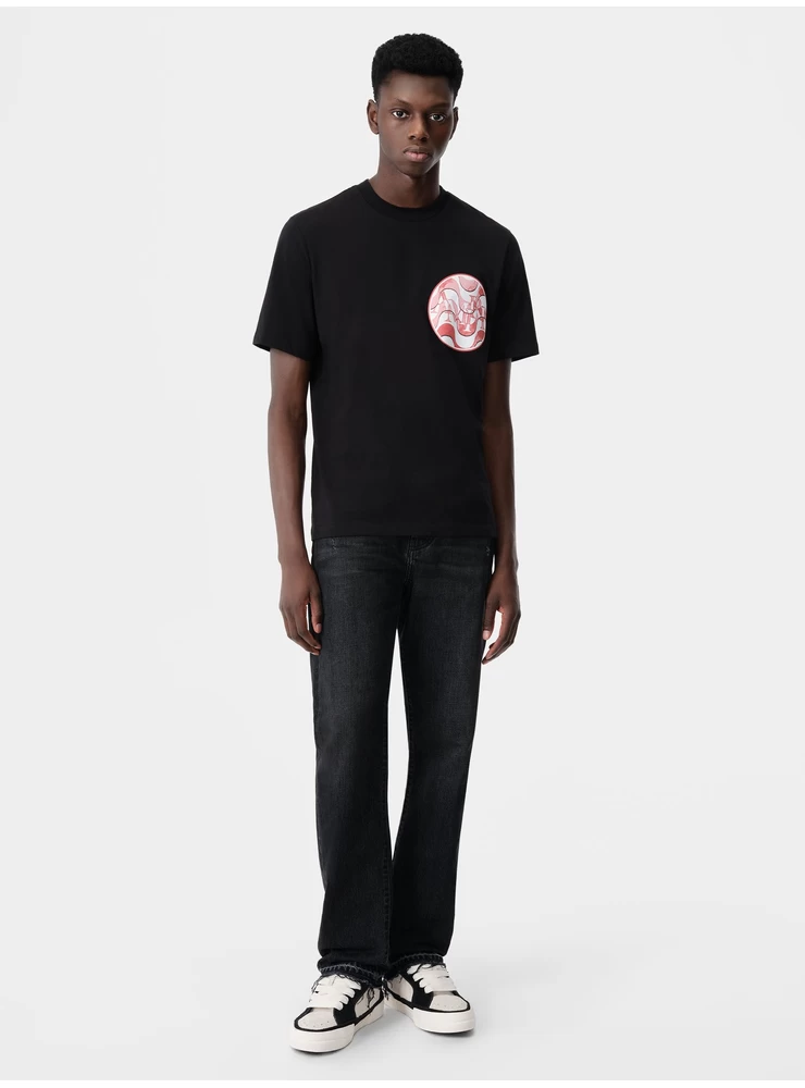 Amiri AMIRI STAGGERED WAVE TEE - Black Red