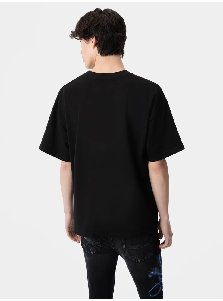 Amiri GLITTER POISON LOGO SKATER TEE - Black Blue