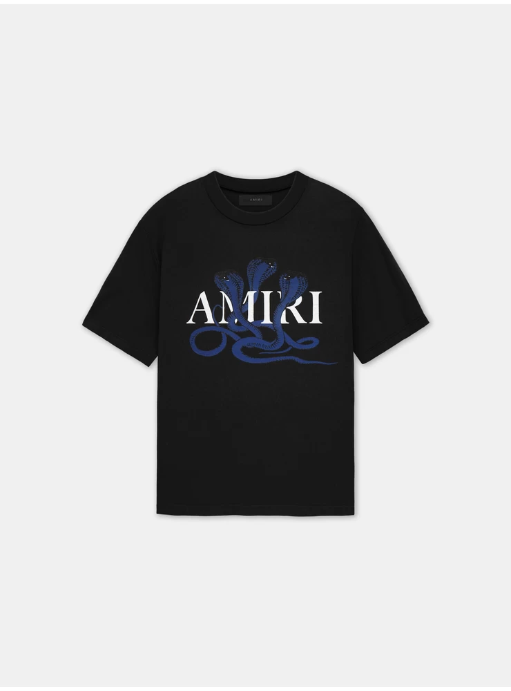Amiri GLITTER POISON LOGO SKATER TEE - Black Blue