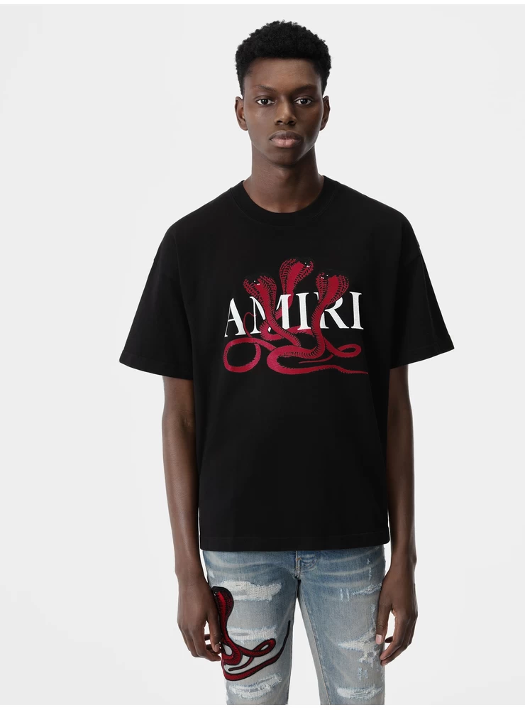 Amiri Glitter Poison Logotyp Skater T-shirt - Svart Röd