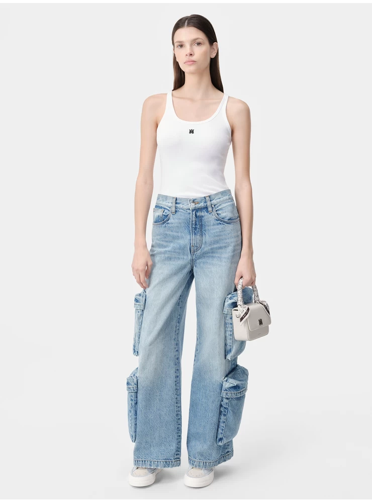 Amiri WOMEN - WOMEN'S MA EMBROIDERED RIBBED TANK - White