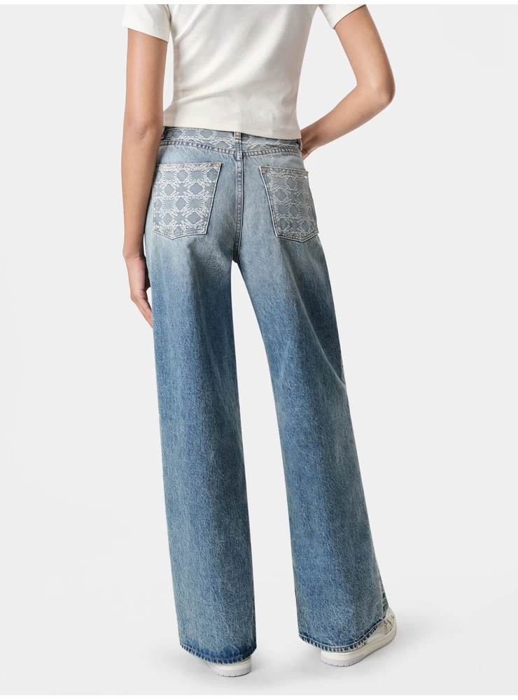 Amiri WOMEN - WOMEN'S MA QUAD HIGH RISE WIDE JEAN - Classic Mid Indigo