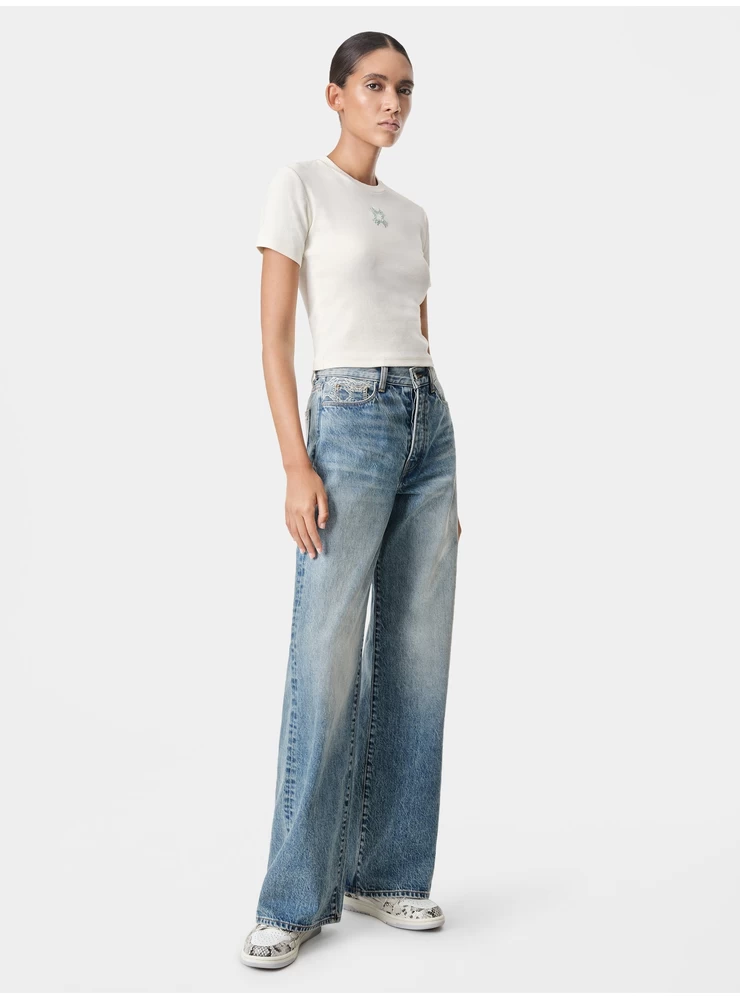 Amiri WOMEN - WOMEN'S MA QUAD HIGH RISE WIDE JEAN - Classic Mid Indigo