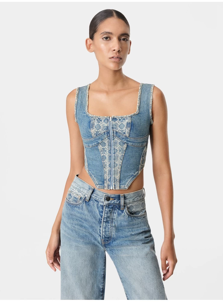 Amiri WOMEN - WOMEN'S MA QUAD CORSET TOP - Classic Mid Indigo