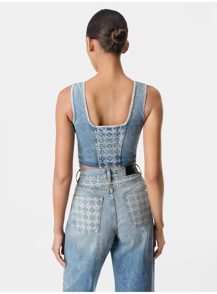 Amiri WOMEN - WOMEN'S MA QUAD CORSET TOP - Classic Mid Indigo
