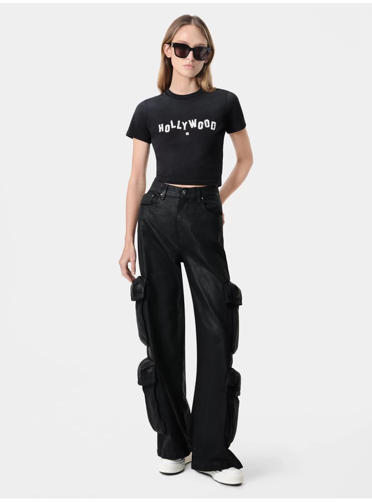 Amiri WOMEN - WOMEN'S HOLLYWOOD BABY TEE - Faded Black