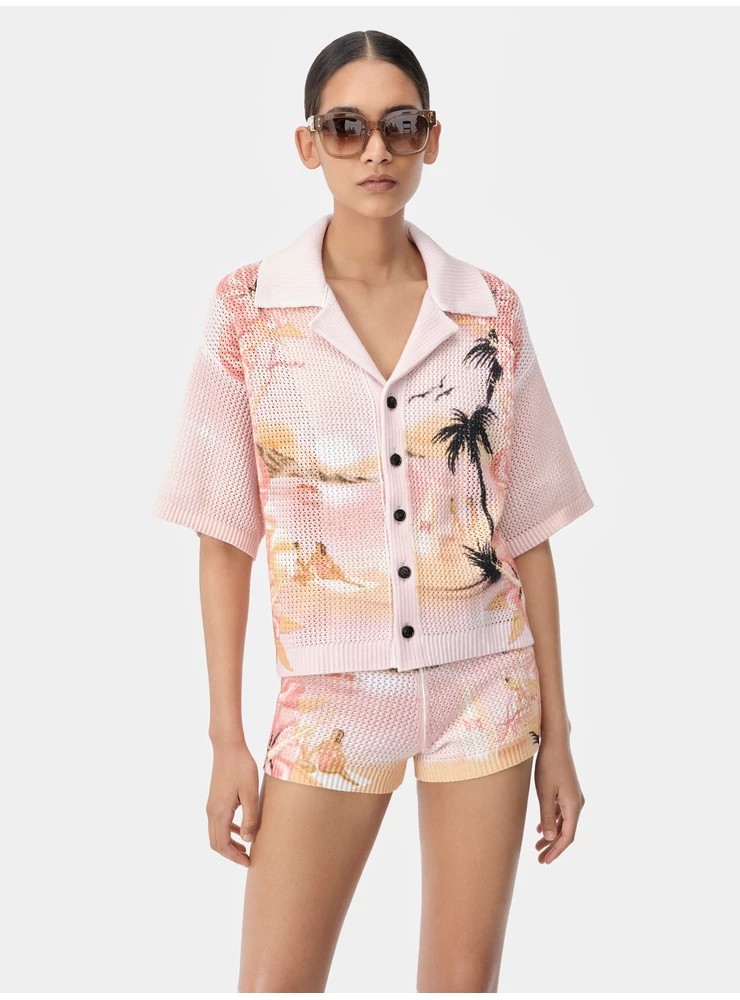 Amiri WOMEN - WOMEN'S AMIRI PARADISE CROCHET POLO - Rosewater