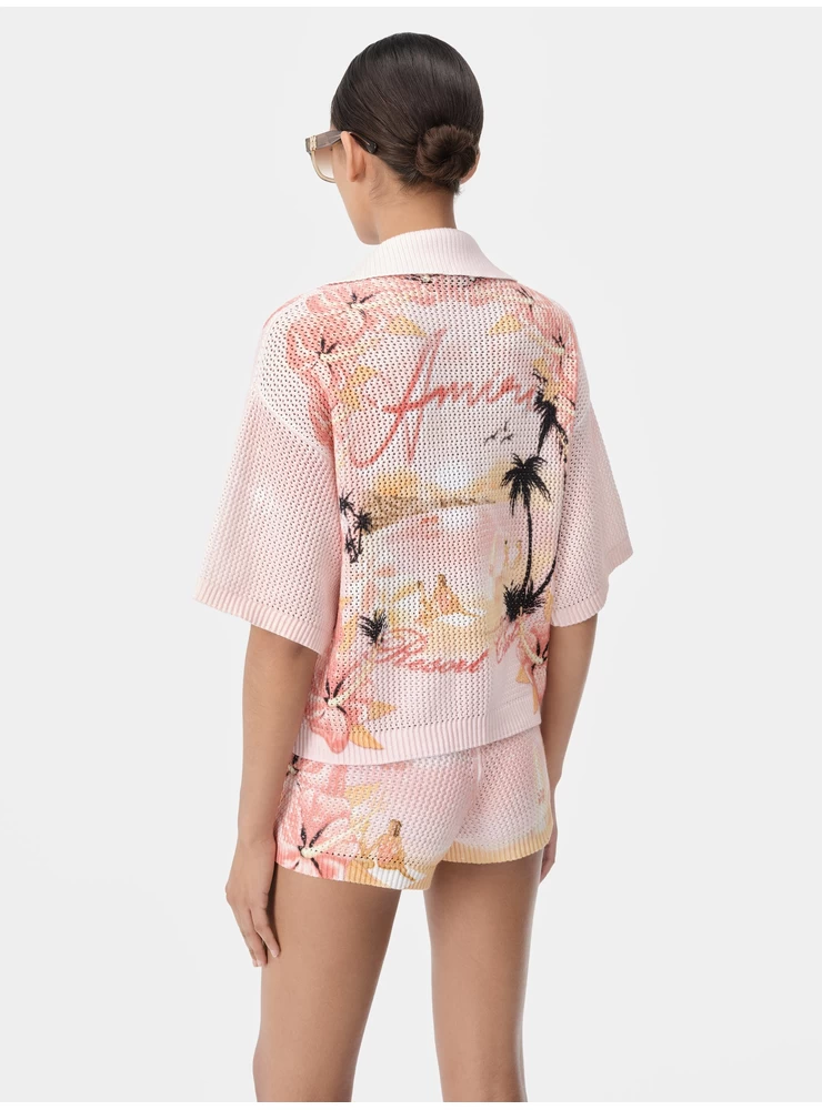 Amiri WOMEN - WOMEN'S AMIRI PARADISE CROCHET POLO - Rosewater