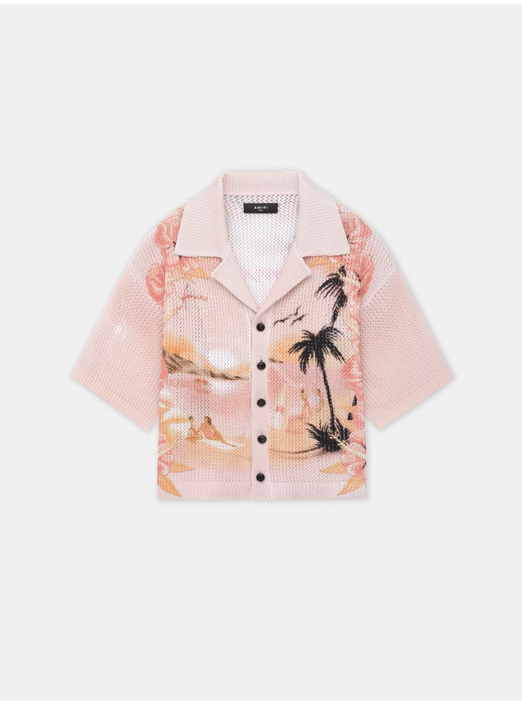 Amiri WOMEN - WOMEN'S AMIRI PARADISE CROCHET POLO - Rosewater