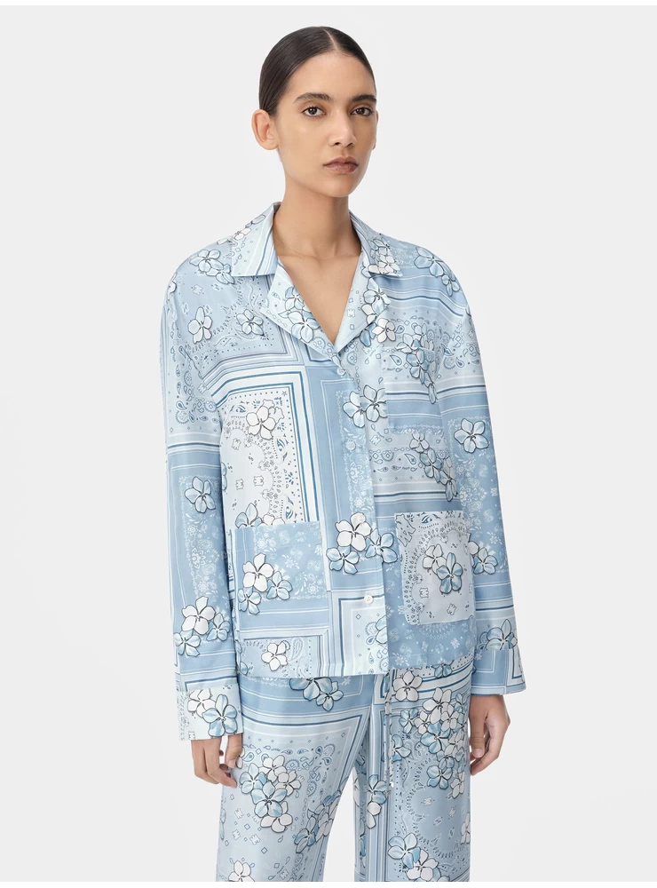 Amiri WOMEN - WOMEN'S BANDANA FLORAL PJ SHIRT - Cerulean