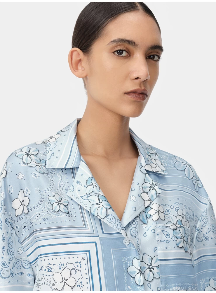 Amiri WOMEN - WOMEN'S BANDANA FLORAL PJ SHIRT - Cerulean