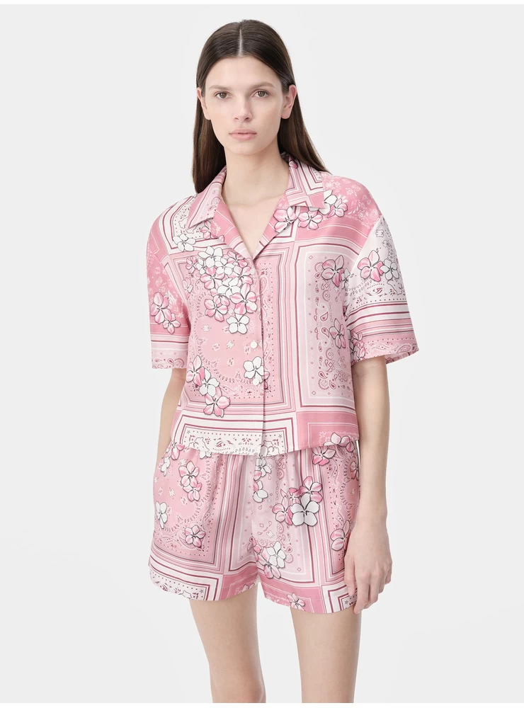 Amiri WOMEN - WOMEN'S BANDANA FLORAL SHIRT - Flamingo Pink