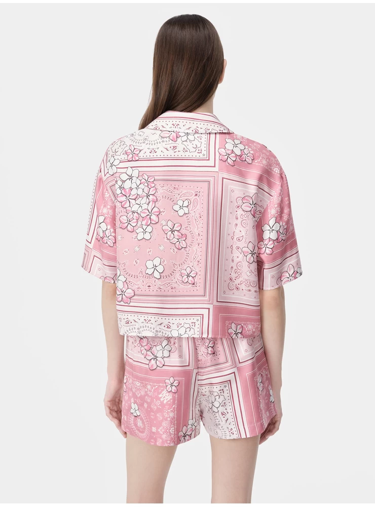 Amiri WOMEN - WOMEN'S BANDANA FLORAL SHIRT - Flamingo Pink