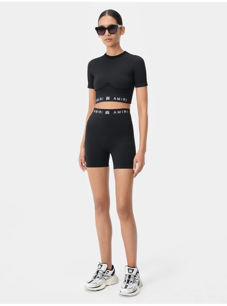 Amiri WOMEN - WOMEN'S MA RIBBED SEAMLESS S/S TOP - Black