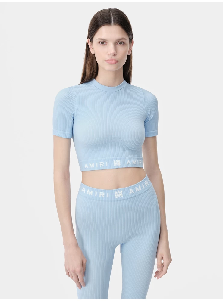 Amiri WOMEN - WOMEN'S MA RIBBED SEAMLESS S/S TOP - Cerulean
