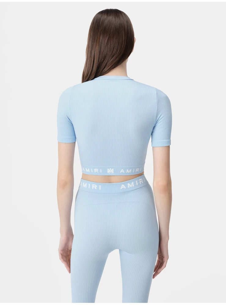 Amiri WOMEN - WOMEN'S MA RIBBED SEAMLESS S/S TOP - Cerulean