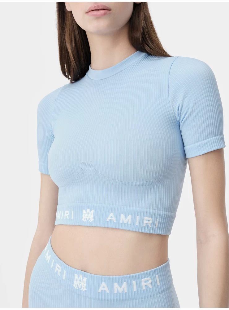 Amiri WOMEN - WOMEN'S MA RIBBED SEAMLESS S/S TOP - Cerulean