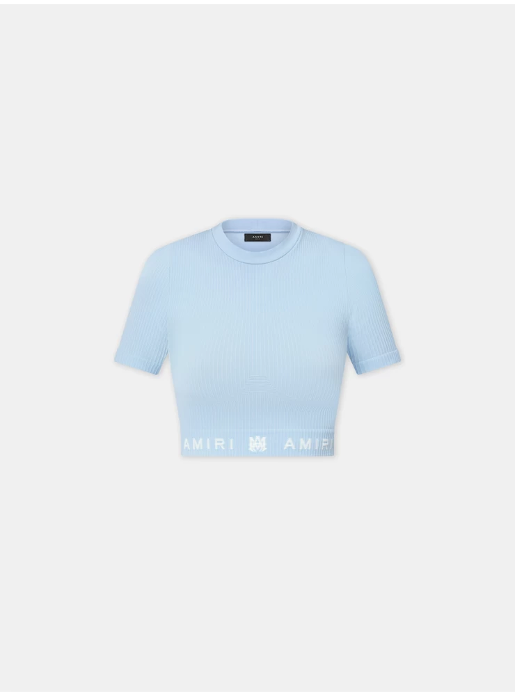 Amiri WOMEN - WOMEN'S MA RIBBED SEAMLESS S/S TOP - Cerulean