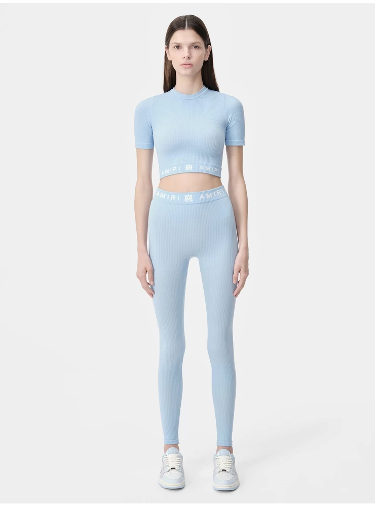 Amiri WOMEN - WOMEN'S MA RIBBED SEAMLESS S/S TOP - Cerulean