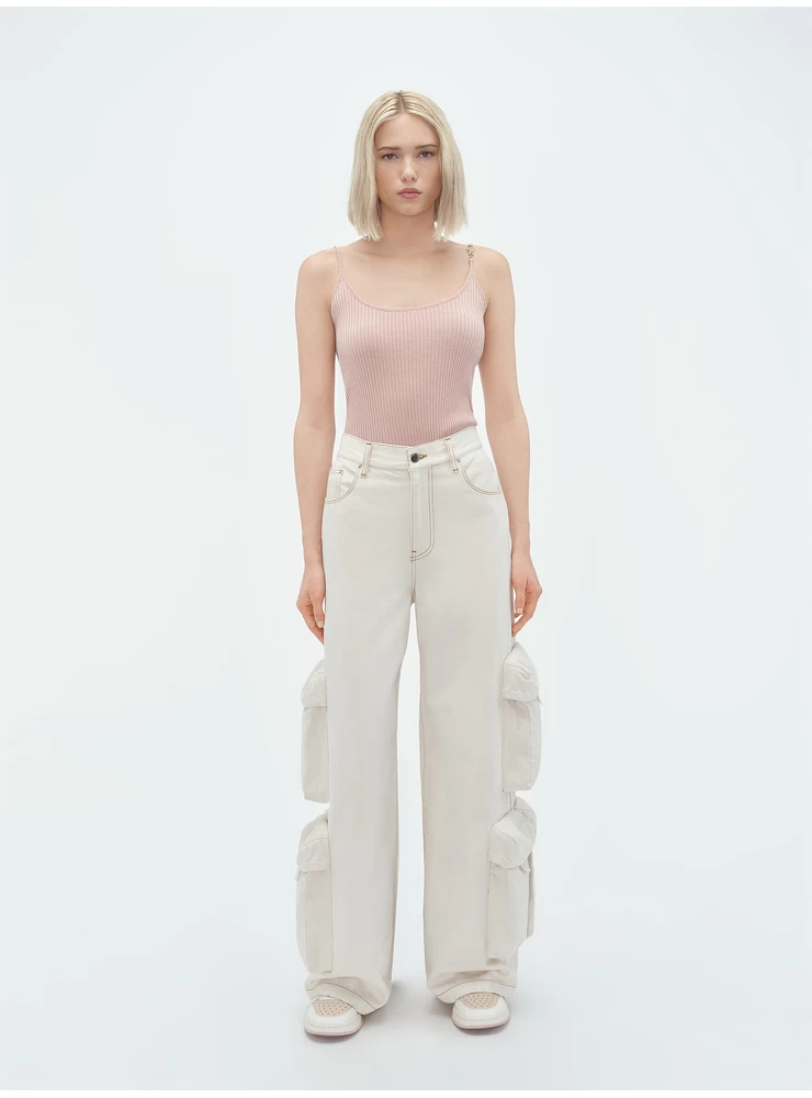 Amiri WOMEN - VERTICAL AMIRI TANK TOP - Cork