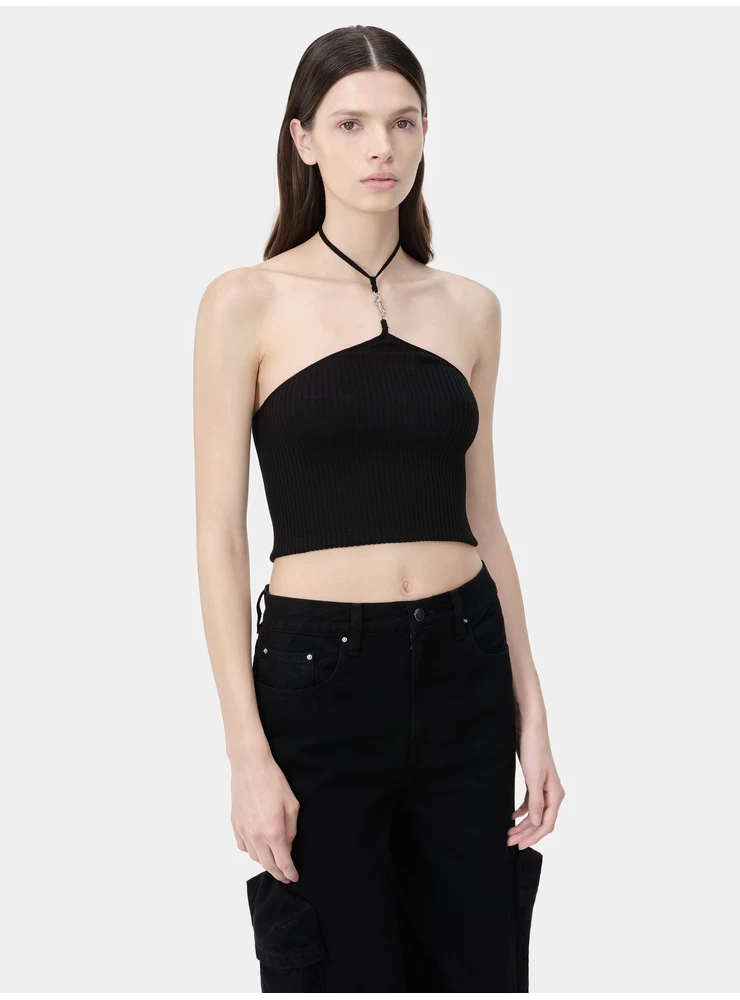 Amiri WOMEN - WOMEN'S AMIRI STACKED HALTER TOP - Black