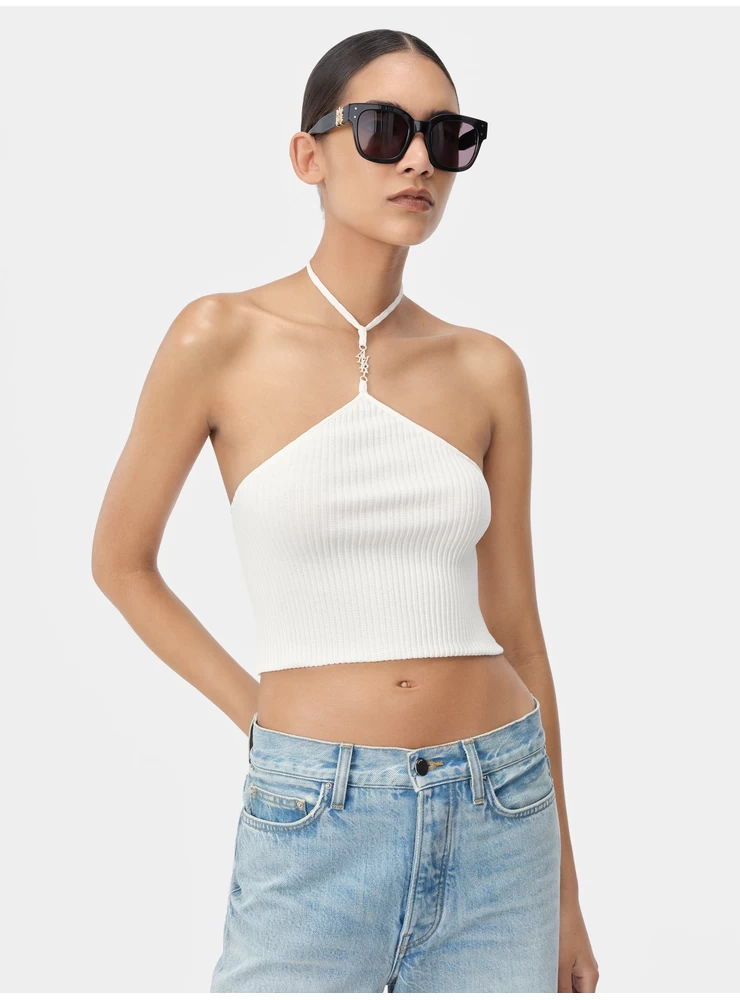 Amiri WOMEN - WOMEN'S AMIRI STACKED HALTER TOP - Alabaster