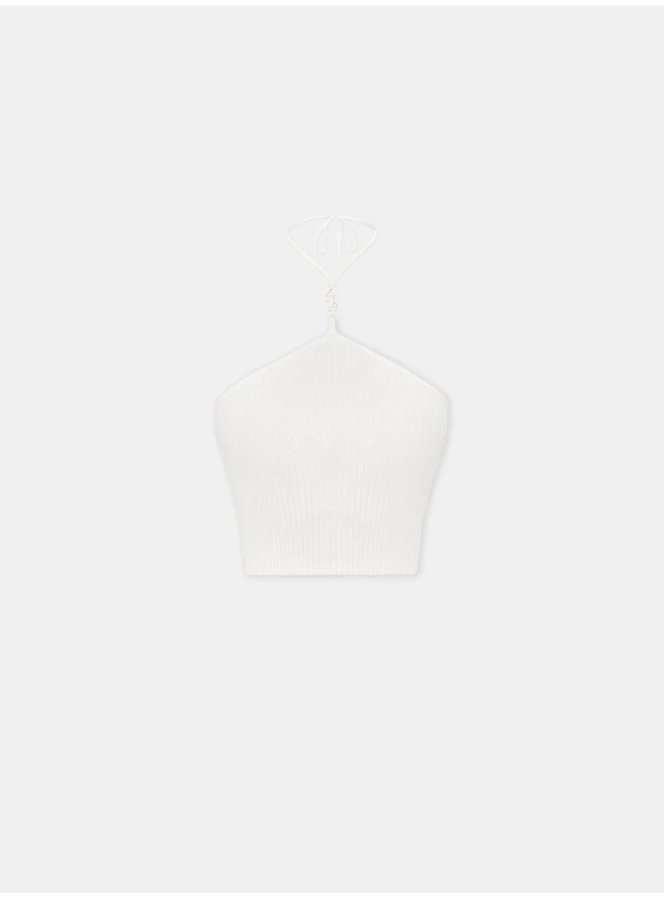 Amiri WOMEN - WOMEN'S AMIRI STACKED HALTER TOP - Alabaster