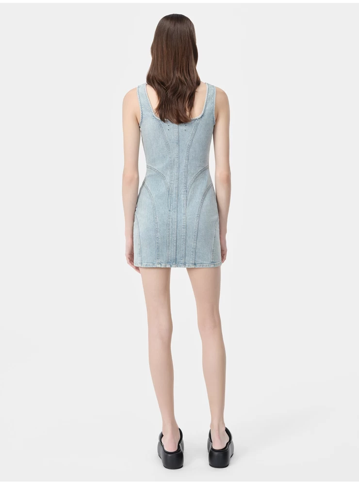Amiri WOMEN - WOMEN'S ZIP CORSET DRESS - Light Indigo
