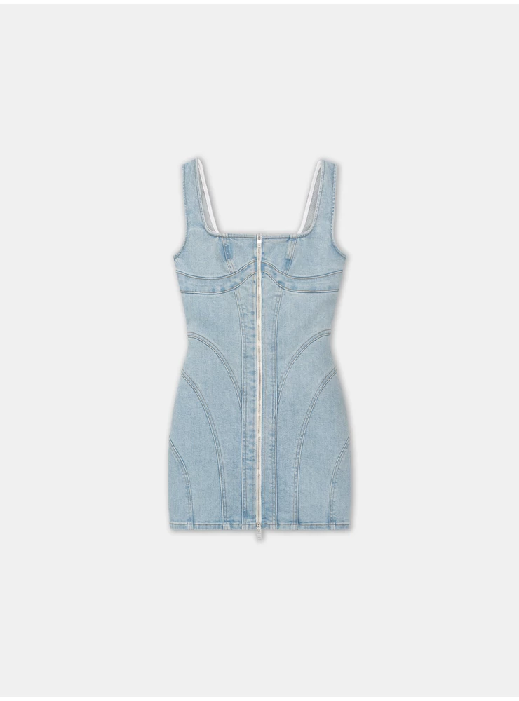 Amiri WOMEN - WOMEN'S ZIP CORSET DRESS - Light Indigo