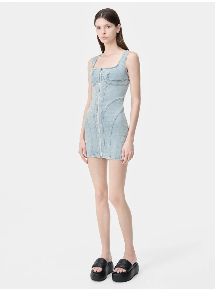 Amiri WOMEN - WOMEN'S ZIP CORSET DRESS - Light Indigo