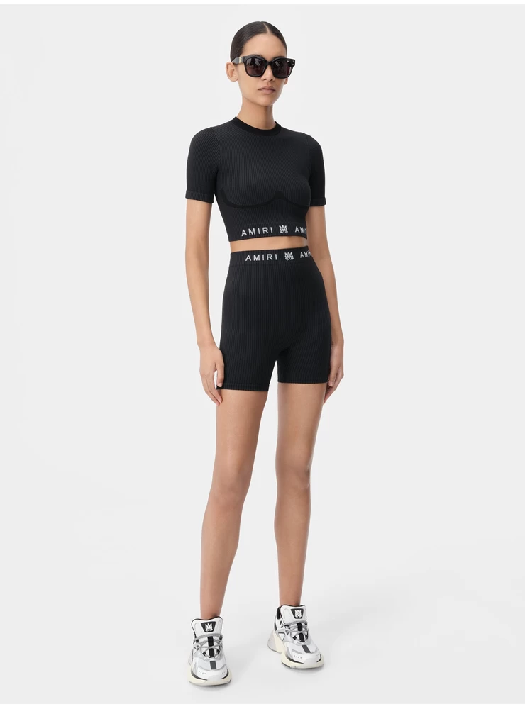 Amiri Mujer - Pantalón Corto Ma Acanalado Sin Costuras - Negro