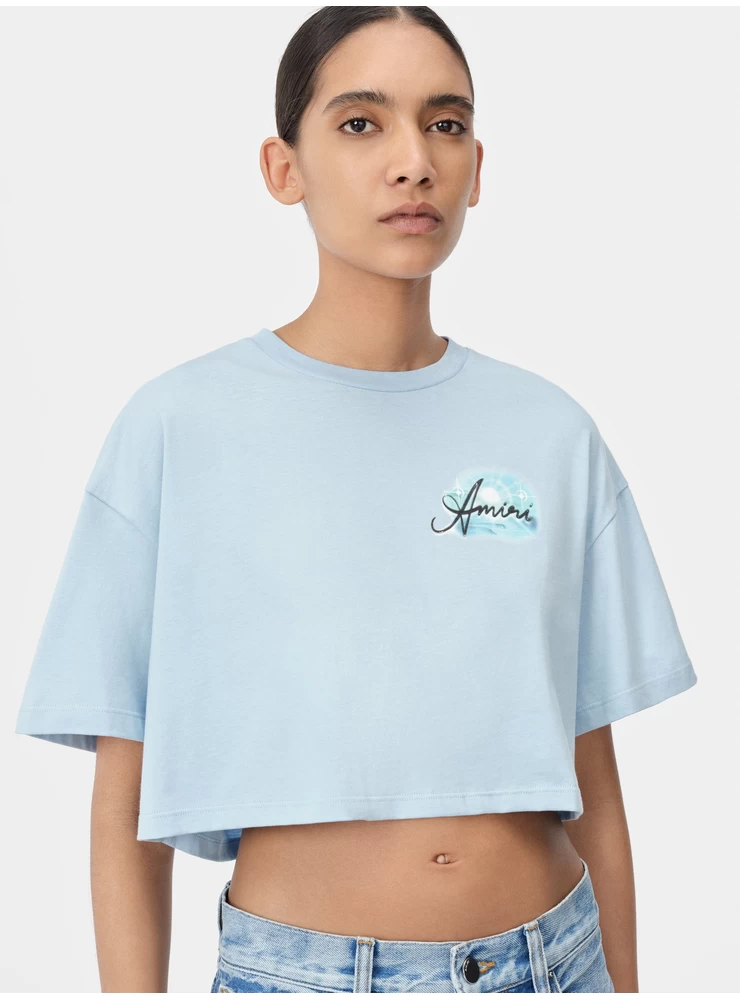 Amiri WOMEN - WOMEN'S AMIRI PARADISE AIRBRUSH TEE - Cerulean