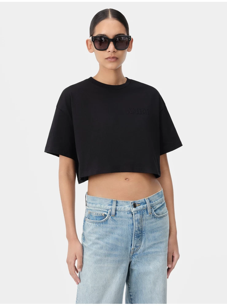 Amiri WOMEN - WOMEN'S AMIRI EMBROIDERED CROPPED TEE - Black