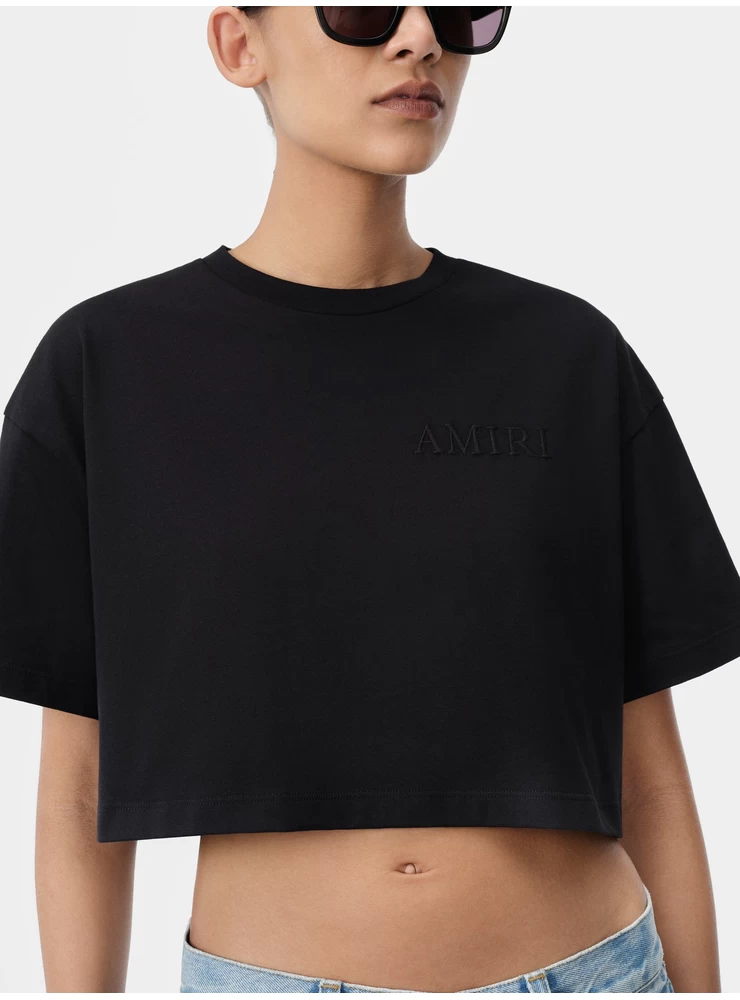 Amiri WOMEN - WOMEN'S AMIRI EMBROIDERED CROPPED TEE - Black