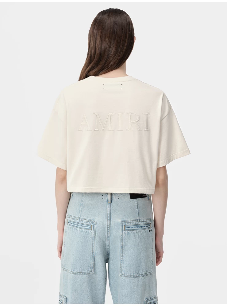 Amiri WOMEN - WOMEN'S AMIRI EMBROIDERED CROPPED TEE - Alabaster