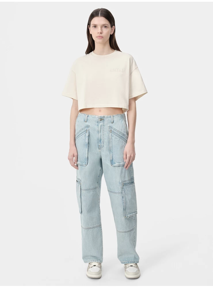 Amiri WOMEN - WOMEN'S AMIRI EMBROIDERED CROPPED TEE - Alabaster